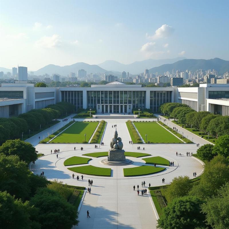 Toàn cảnh khuôn viên hiện đại của Đại học Nghệ thuật Quốc gia Hàn Quốc tại thủ đô Seoul