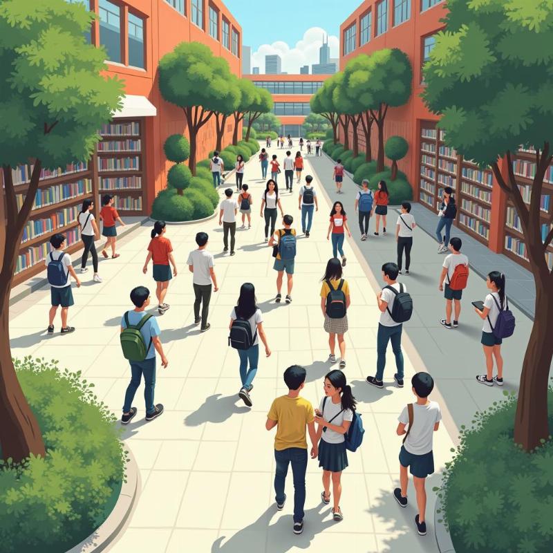 Sinh viên Đại học Chung Ang Hàn Quốc tham gia hoạt động ngoại khóa hoặc học tập trong khuôn viên trường